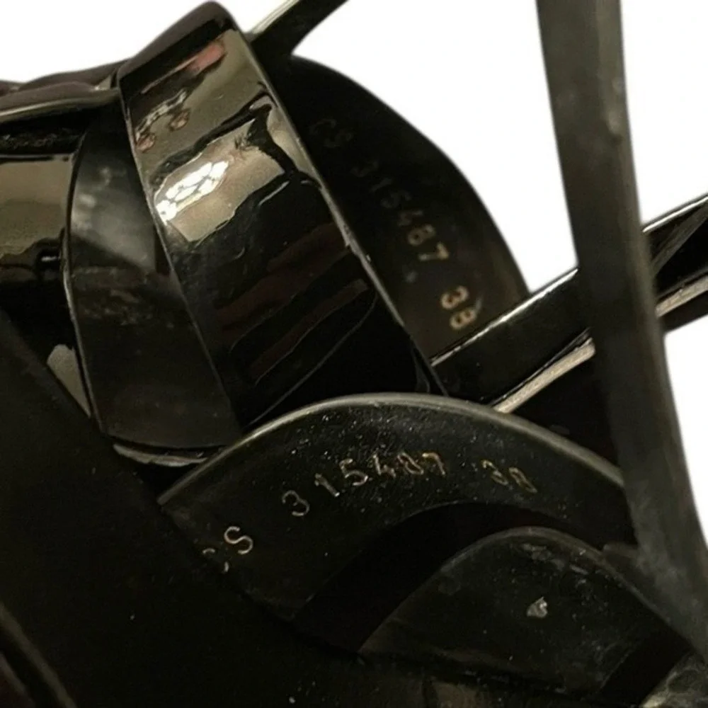 Saint Laurent Women's Nero Leather Vitello Vernice Soft Heels Size EU38 (US 8)‎ - Picture 10 of 15